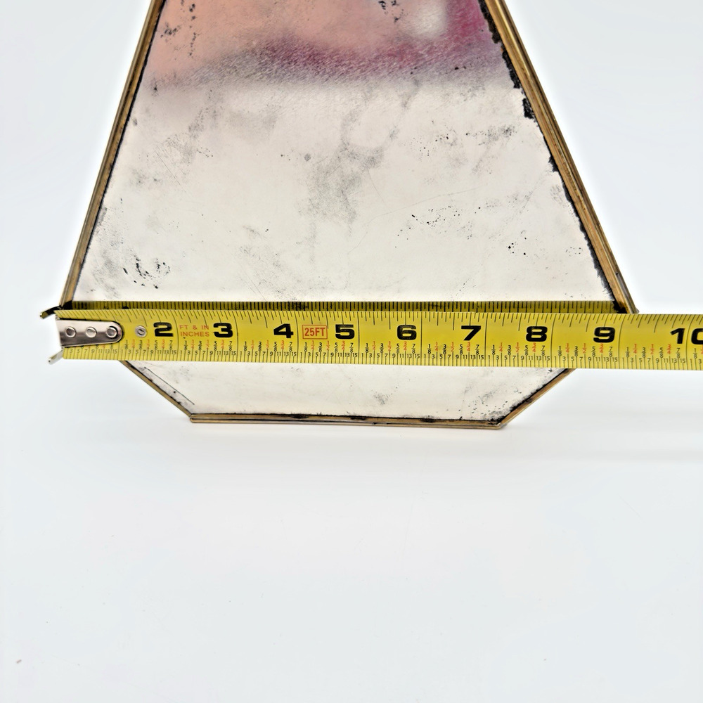 Brass Glass Terrarium Candle Holder Vintage 70s Table Top Hanging Mirrored Back - Picture 8 of 9